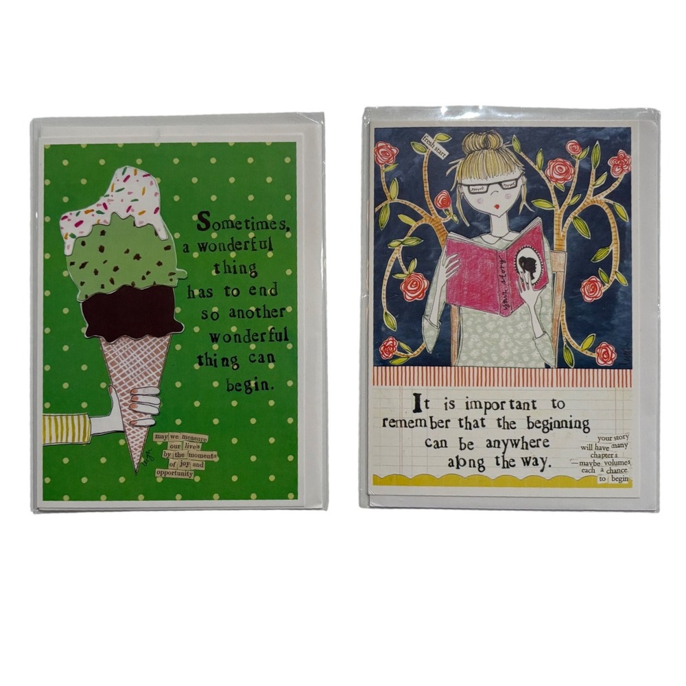 2 Curly Girl Design Stationery Greeting‎ Cards Inspirational Quotes Blank Inside